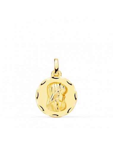 18K MEDALLA ORO AMARILLO VIRGEN NIÑA MATIZADA TALLADA 16 MM