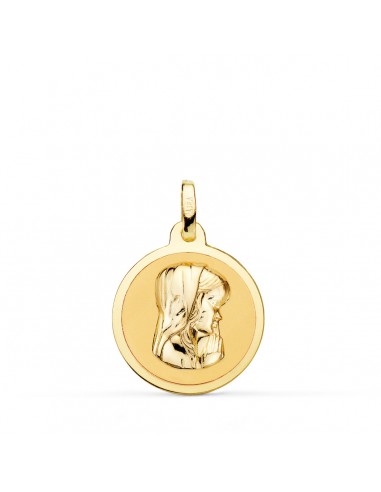 18K MEDALLA ORO AMARILLO VIRGEN NIÑA EN BRILLO 18 MM