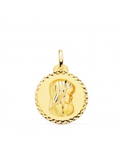 18K MEDALLA ORO AMARILLO VIRGEN NIÑA TALLA CRUZADA 20 MM