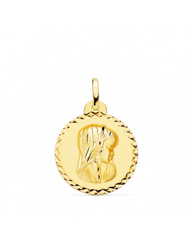 18K MEDALLA ORO AMARILLO VIRGEN NIÑA TALLA CRUZADA 20 MM