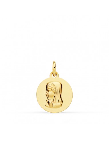 18K MEDALLA ORO AMARILLO VIRGEN NIÑA LISA 14 MM