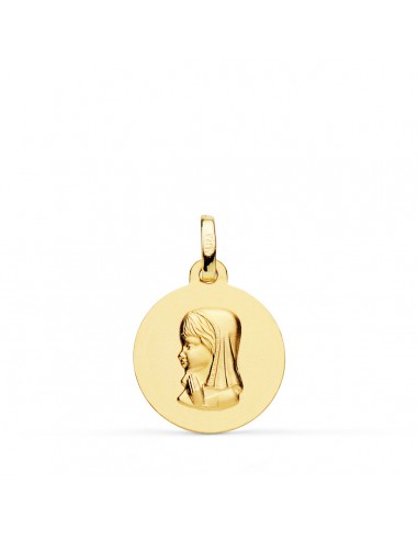 18K MEDALLA ORO AMARILLO VIRGEN NIÑA LISA 16 MM