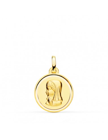 18K MEDALLA ORO AMARILLO VIRGEN NIÑA BISEL 16 MM