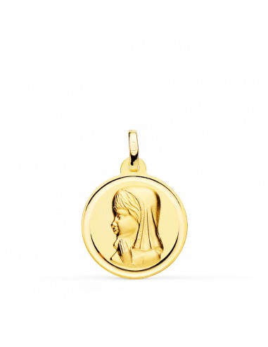 18K MEDALLA ORO AMARILLO VIRGEN NIÑA BISEL 18 MM
