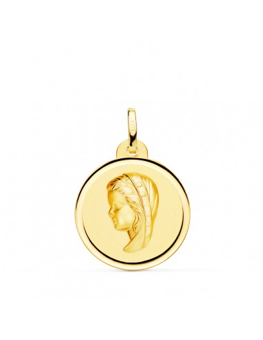 18K MEDALLA ORO AMARILLO VIRGEN NIÑA BISEL 16 MM