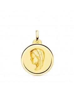 18K MEDALLA ORO AMARILLO VIRGEN NIÑA BISEL 20 MM