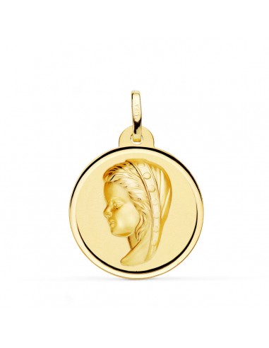 18K MEDALLA ORO AMARILLO VIRGEN NIÑA BISEL 24 MM
