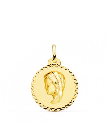 18K MEDALLA ORO AMARILLO VIRGEN NIÑA TALLA CRUZADA 20 MM