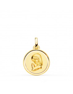 18K MEDALLA ORO AMARILLO VIRGEN NIÑA BISEL 16 MM