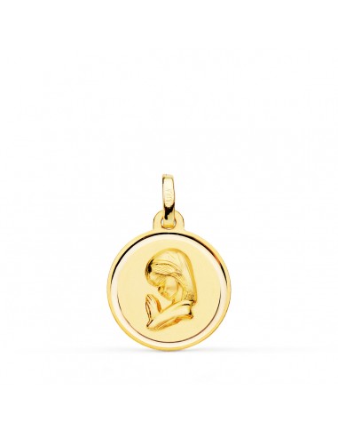 18K MEDALLA ORO AMARILLO VIRGEN NIÑA BISEL 16 MM