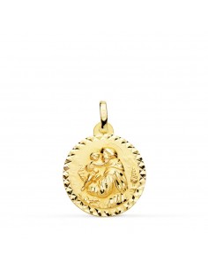 18K MEDALLA SAN ANTONIO TALLA CRUZADA 18 MM.