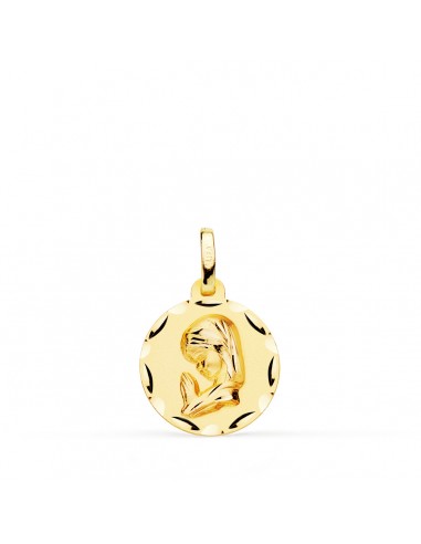 18K MEDALLA ORO AMARILLO VIRGEN NIÑA TALLADA 14 MM