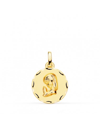 18K MEDALLA ORO AMARILLO VIRGEN NIÑA TALLADA 16 MM