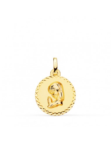 18K MEDALLA ORO AMARILLO VIRGEN NIÑA TALLA CRUZADA 16 MM