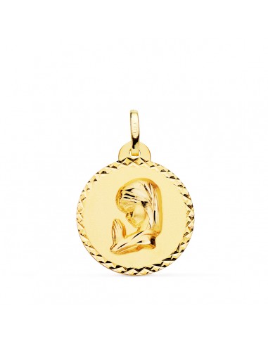 18K MEDALLA ORO AMARILLO VIRGEN NIÑA TALLA CRUZADA 20 MM