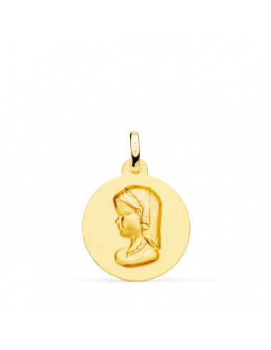 18K MEDALLA ORO AMARILLO VIRGEN NIÑA LISA MATIZADA 18 MM