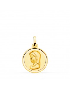 18K MEDALLA ORO AMARILLO VIRGEN NIÑA BISEL 16 MM