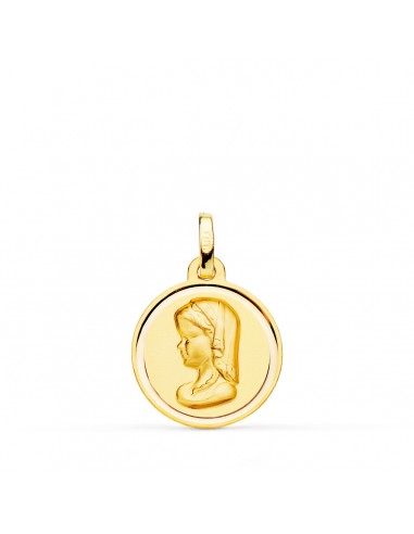 18K MEDALLA ORO AMARILLO VIRGEN NIÑA BISEL 16 MM
