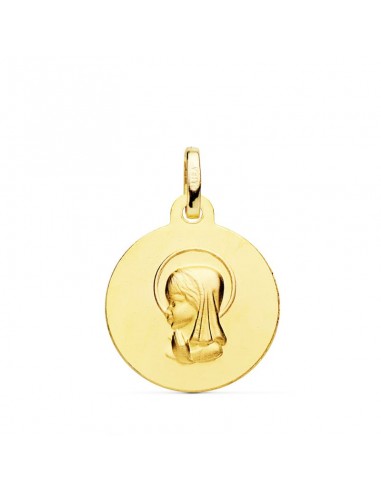 18K MEDALLA ORO AMARILLO VIRGEN NIÑA 16 MM TALLADA