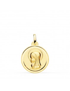 18K MEDALLA ORO AMARILLO VIRGEN NIÑA BISEL 18 MM