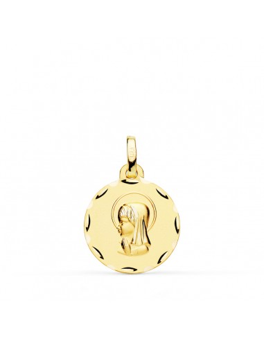 18K MEDALLA ORO AMARILLO VIRGEN NIÑA TALLADA 16 MM