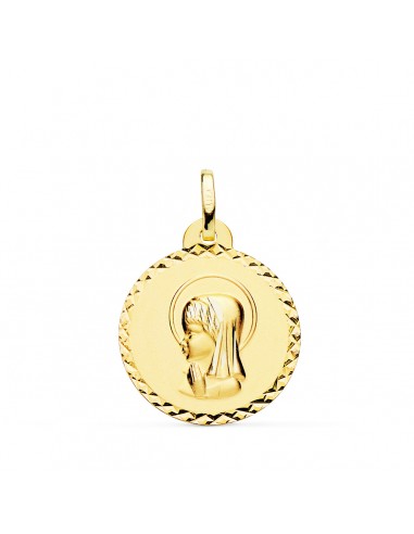 18K MEDALLA ORO AMARILLO VIRGEN NIÑA TALLA CRUZADA 20 MM