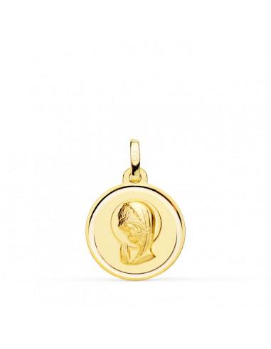 18K MEDALLA ORO AMARILLO VIRGEN NIÑA BISEL 16 MM