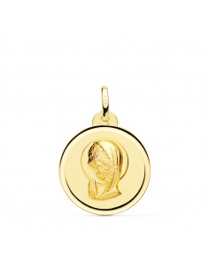 18K MEDALLA ORO AMARILLO VIRGEN NIÑA BISEL 20 MM