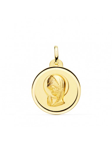 18K MEDALLA ORO AMARILLO VIRGEN NIÑA BISEL 20 MM