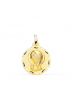 18K MEDALLA ORO AMARILLO VIRGEN NIÑA TALLADA 18 MM