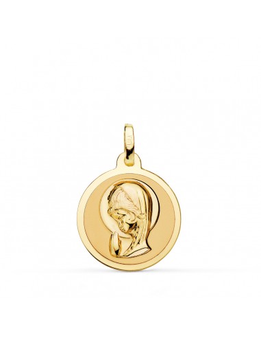 18K MEDALLA ORO AMARILLO VIRGEN NIÑA EN BRILLO 18 MM
