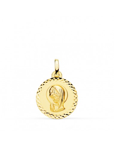 18K MEDALLA ORO AMARILLO VIRGEN NIÑA TALLA CRUZADA 16 MM