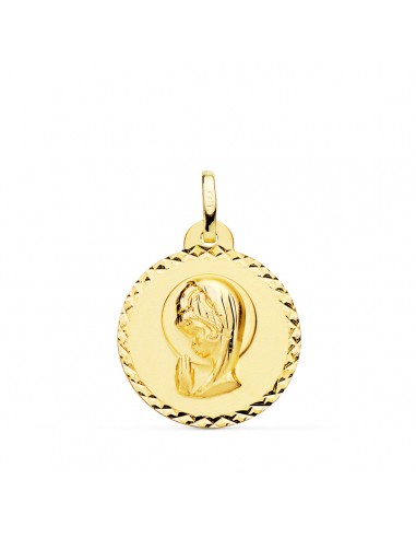 18K MEDALLA ORO AMARILLO VIRGEN NIÑA TALLA CRUZADA 20 MM
