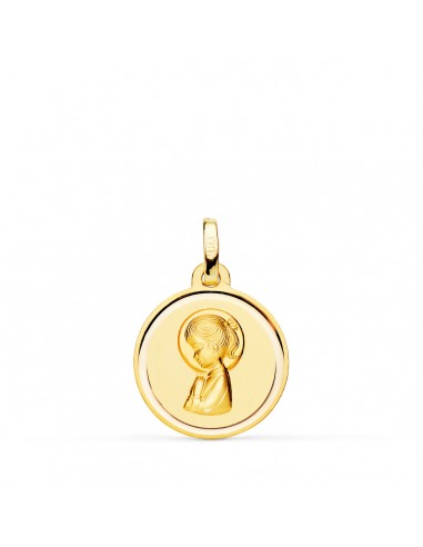 18K MEDALLA ORO AMARILLO VIRGEN NIÑA BISEL 16 MM