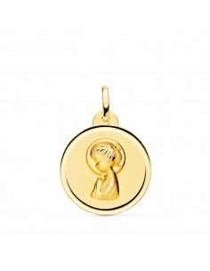 18K MEDALLA ORO AMARILLO VIRGEN NIÑA BISEL 20 MM