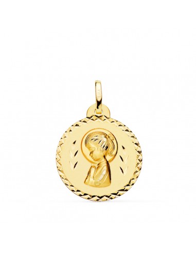 18K MEDALLA ORO AMARILLO VIRGEN NIÑA TALLA CRUZADA 20 MM