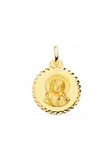 18K MEDALLA ORO AMARILLO VIRGEN MARIA Y ESPIRITU SANTO TALLA CRUZADA 20 MM
