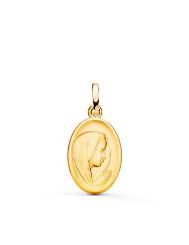 18K MEDALLA ORO AMARILLO VIRGEN NIÑA PERFIL MATIZADA Y TALLADA 16X12 MM