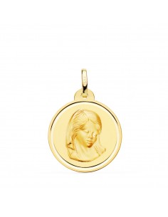 18K MEDALLA ORO AMARILLO VIRGEN NIÑA BISEL 20 MM