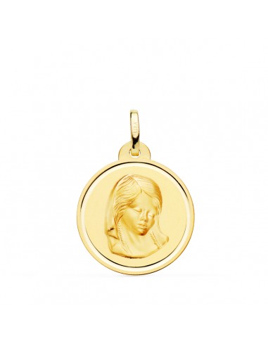 18K MEDALLA ORO AMARILLO VIRGEN NIÑA BISEL 20 MM