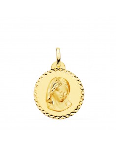 18K MEDALLA ORO AMARILLO VIRGEN MARIA ( MADONNA SIXTINA di RAFAEL ) TALLA CRUZADA 20 MM