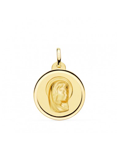 18K MEDALLA ORO AMARILLO VIRGEN NIÑA BISEL 16 MM