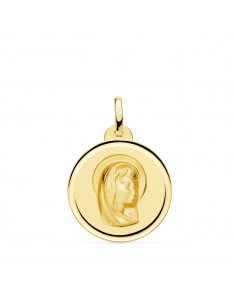 18K MEDALLA ORO AMARILLO VIRGEN NIÑA BISEL 20 MM