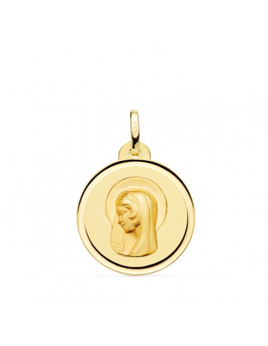 18K MEDALLA ORO AMARILLO VIRGEN MARIA ( REGINA CAELORUM ) BISEL 20 MM