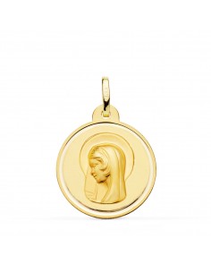18K MEDALLA ORO AMARILLO VIRGEN MARIA ( REGINA CAELORUM ) BISEL 22 MM