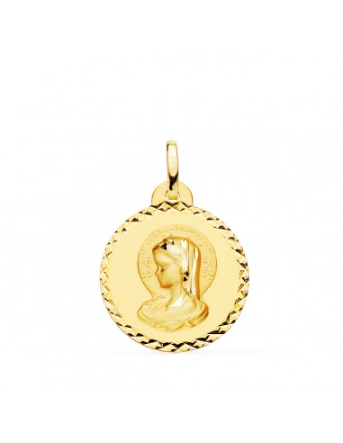 18K MEDALLA ORO AMARILLO VIRGEN MARIA ( VIRGO VIRGINIUM ) TALLA CRUZADA 20 MM