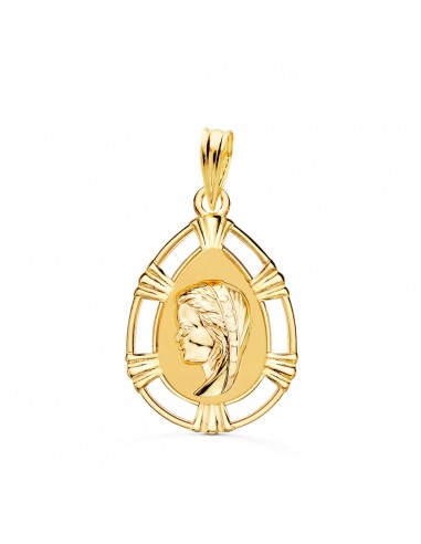 18K MEDALLA ORO AMARILLO VIRGEN NIÑA LAGRIMA 23X15 MM