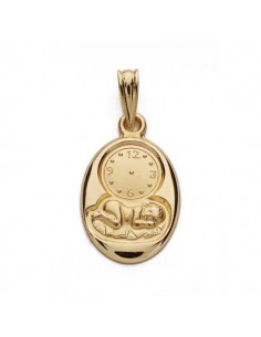 18K MEDALLA ORO AMARILLO NIÑO Y RELOJ 20X12 MM