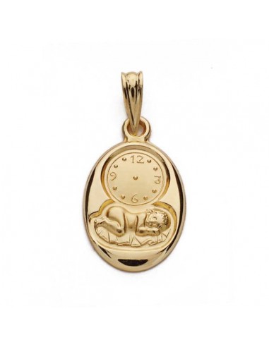 18K MEDALLA ORO AMARILLO NIÑO Y RELOJ 20X12 MM