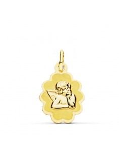 18K MEDALLA ORO AMARILLO ANGEL BURLON LASER. 18X12 MM